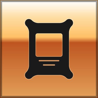 Siyah gübre torbası ikonu altın arka planda izole edilmiş. Vektör.