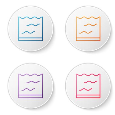 Beyaz arkaplanda izole edilmiş renkli akvaryum simgesi. Ev ve evcil hayvanlar için akvaryum. Simgeleri daire düğmelerine ayır. Vektör.