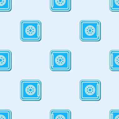 Mavi çizgi güvenli simgesi gri arkaplanda pürüzsüz desen izole etti. Kapı, şifreli bir banka kasası. Güvenilir Veri Koruma. Vektör.