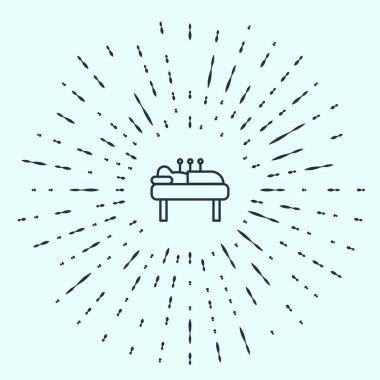 Siyah çizgi akupunktur terapisi ikonu gri arka planda izole edildi. Çin ilacı. Holistik ağrı kontrol tedavileri. Soyut çember rastgele noktalar. Vektör.