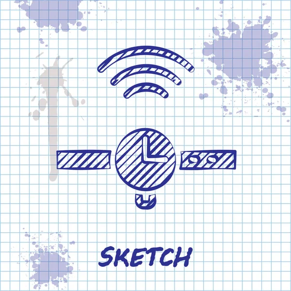 スケッチライン白い背景に隔離されたスマートウォッチアイコン ワイヤレス接続で物事の概念のインターネット ベクトル — ストックベクタ