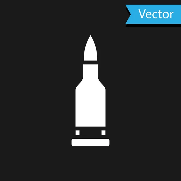 White Bullet Symbol Isoliert Auf Schwarzem Hintergrund Vektor — Stockvektor