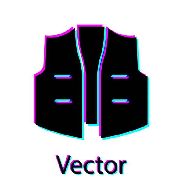 Černá Rybářská Bunda Ikona Izolované Bílém Pozadí Rybářská Vesta Vektor — Stockový vektor