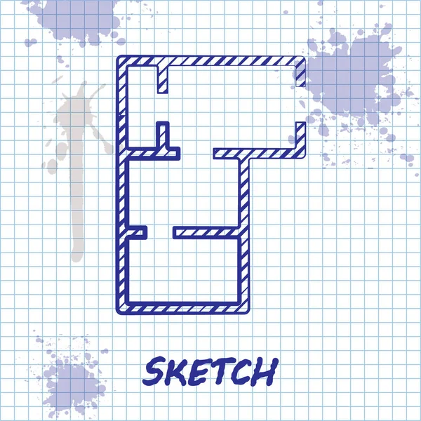 Ікона Плану Sketch Line House Ізольована Білому Тлі Вектор — стоковий вектор