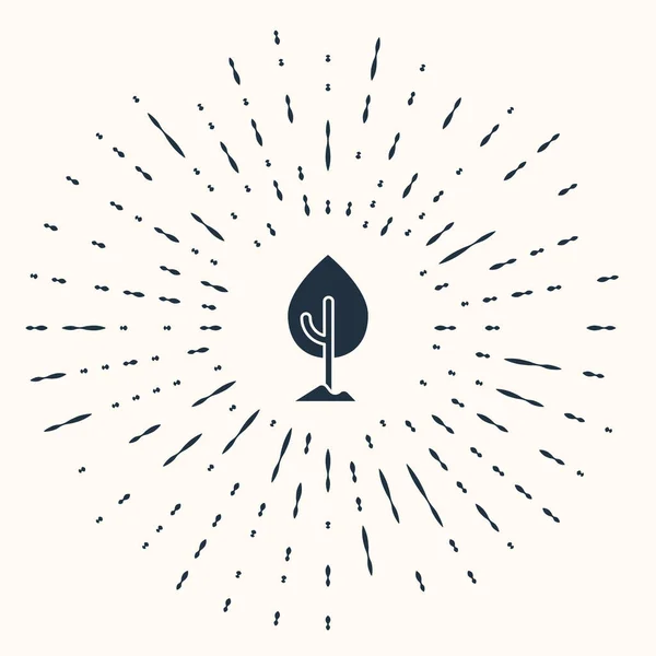 Icono Del Árbol Gris Aislado Sobre Fondo Beige Símbolo Forestal — Vector de stock