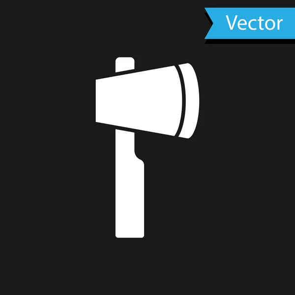 Icono Hacha Madera Blanca Aislada Sobre Fondo Negro Hacha Leñador — Vector de stock