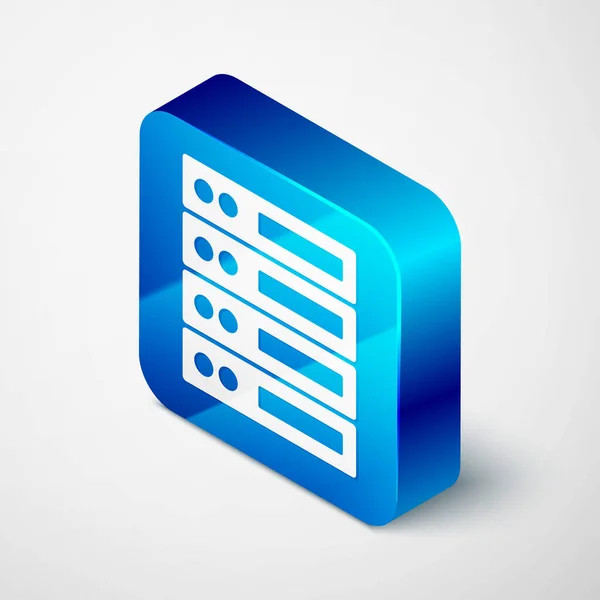 Izometrický Server Data Web Hosting Ikona Izolované Šedém Pozadí Modré — Stockový vektor