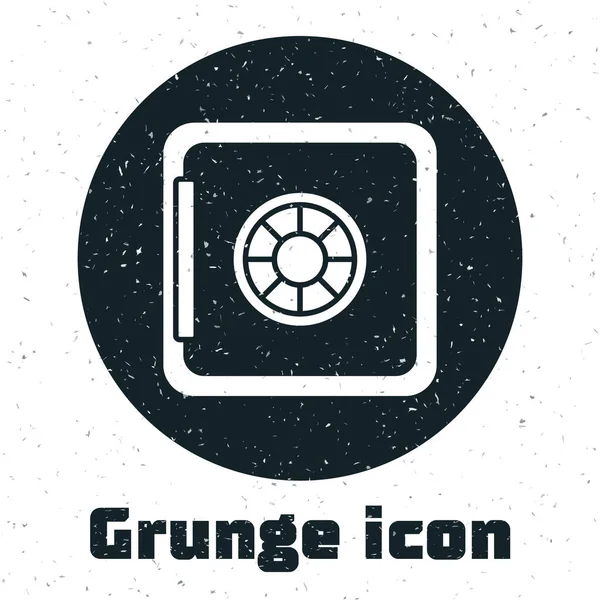 Значок Grunge Safe Выделен Белом Фоне Дверь Сейф Банковского Хранилища — стоковый вектор