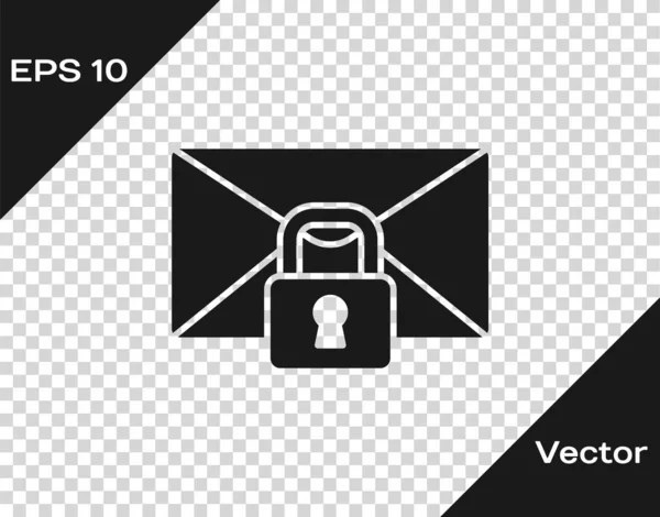 Black Mail Nachrichtensperre Passwort Symbol Isoliert Auf Transparentem Hintergrund Umschlag — Stockvektor
