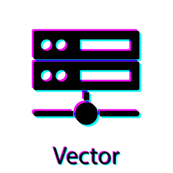 Servidor Preto Dados Ícone Hospedagem Web Isolado Fundo Branco Vetor — Vetor de Stock