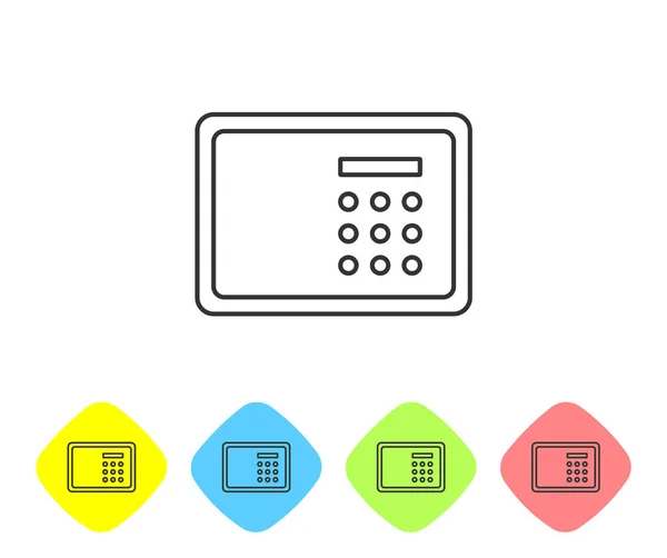 Linha Cinza Ícone Seguro Isolado Fundo Branco Cofre Porta Cofre —  Vetores de Stock