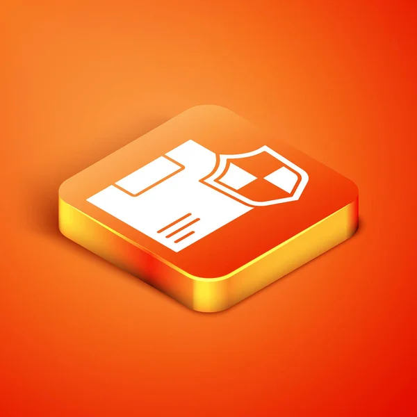 Isometric Delivery Security Shield Icon Isolated Orange Background Delivery Insurance — Stock Vector