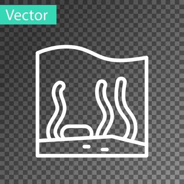 Línea Blanca Icono Acuario Aislado Sobre Fondo Transparente Acuario Para — Vector de stock