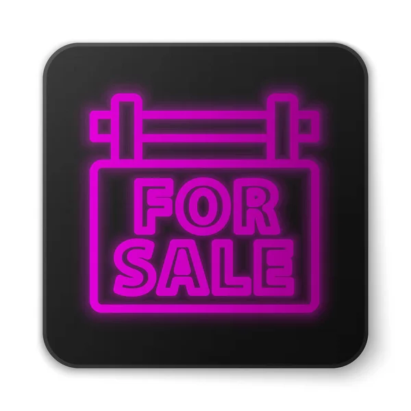 Glowing Neon Line Hanging Sign Text Sale Icon Isolated White — 스톡 벡터