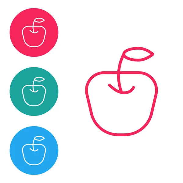 Rote Linie Apple Symbol Isoliert Auf Weißem Hintergrund Obst Mit — Stockvektor