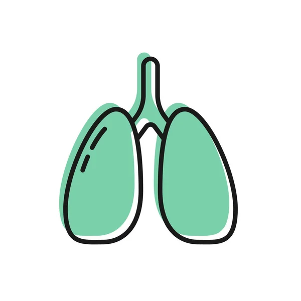 Black Line Lungs Icon Isolated White Background Vector — Stock Vector