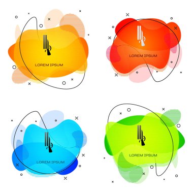 Siyah Shotgun simgesi beyaz arkaplanda izole edildi. Avcı silahı. Sıvı şekilli soyut pankart. Vektör.