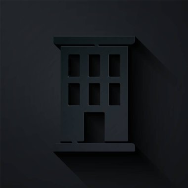 Kağıt kesiği ev simgesi siyah arkaplanda izole edilmiş. Ev sembolü. Kağıt sanatı tarzı. Vektör.