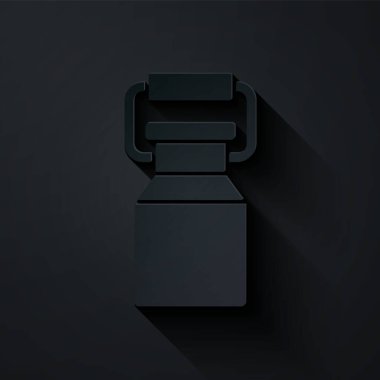 Siyah arka planda izole edilmiş süt ikonu için kağıt kesiği kutusu. Kağıt sanatı tarzı. Vektör.