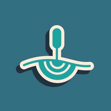 Yeşil Akupunktur terapisi ikonu yeşil arka planda izole edildi. Çin ilacı. Holistik ağrı kontrol tedavileri. Uzun gölge tarzı. Vektör.