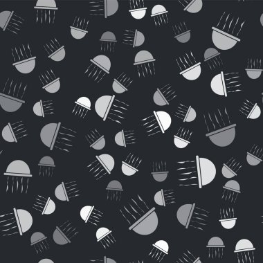 Gri denizanası ikonu siyah arka planda izole edilmiş kusursuz desen. Vektör..