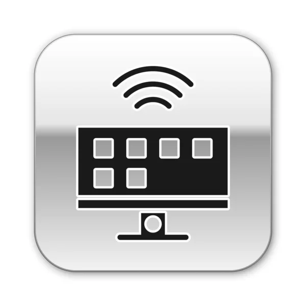 Black Smart Systeempictogram Geïsoleerd Witte Achtergrond Televisieteken Internet Things Concept — Stockvector