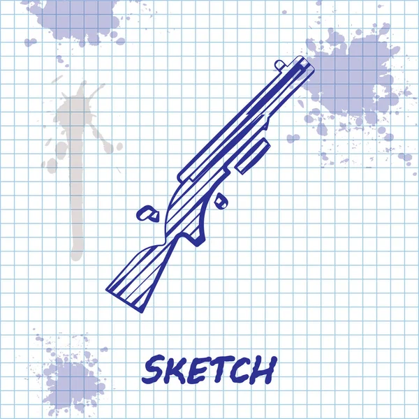 Sketch Line Ícone Shotgun Isolado Fundo Branco Arma Caça Vetor —  Vetores de Stock