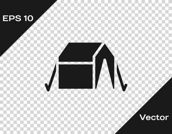 Schwarzes Touristen Zelt Symbol Isoliert Auf Transparentem Hintergrund Camping Symbol — Stockvektor