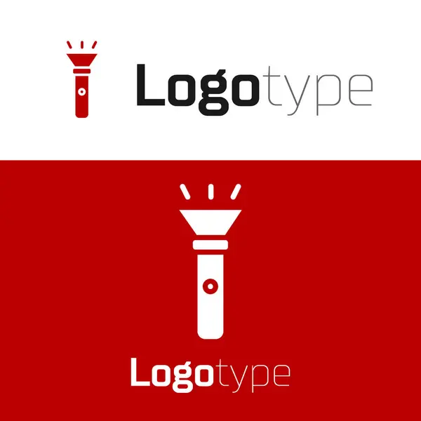 Rote Taschenlampe Symbol Isoliert Auf Weißem Hintergrund Logo Design Vorlage — Stockvektor