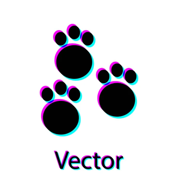 Black Paw Print Icon Isolated White Background Dog Cat Paw — Stock Vector