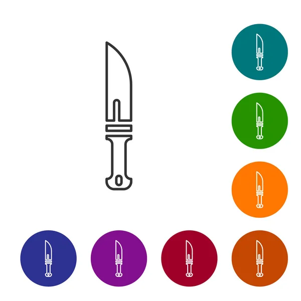 Black Line Hunter Messer Symbol Isoliert Auf Weißem Hintergrund Armeemesser — Stockvektor