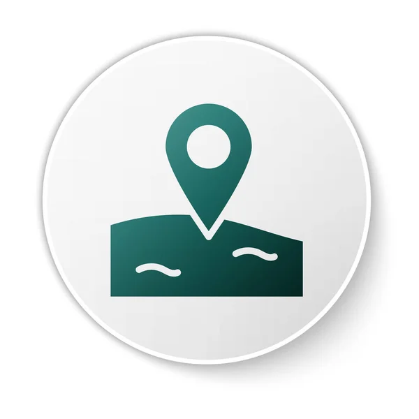 Green Location Visserij Pictogram Geïsoleerd Witte Achtergrond Visplaats Witte Cirkel — Stockvector