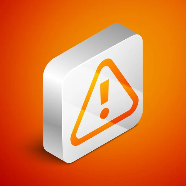 Isometrisches Ausrufezeichen Dreieck Symbol Auf Orangefarbenem Hintergrund Gefahrenwarnschild Vorsicht Achtung — Stockvektor