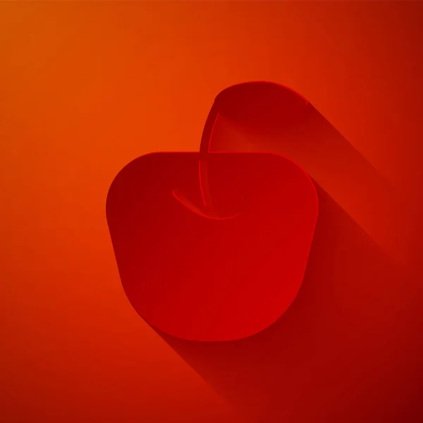 Corte Papel Icono Apple Aislado Sobre Fondo Rojo Fruta Con — Vector de stock