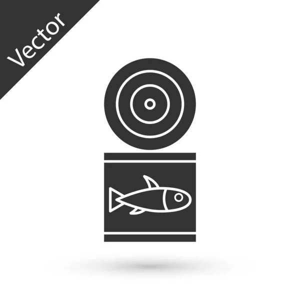Graues Fischkonserven Symbol Isoliert Auf Weißem Hintergrund Vektor — Stockvektor