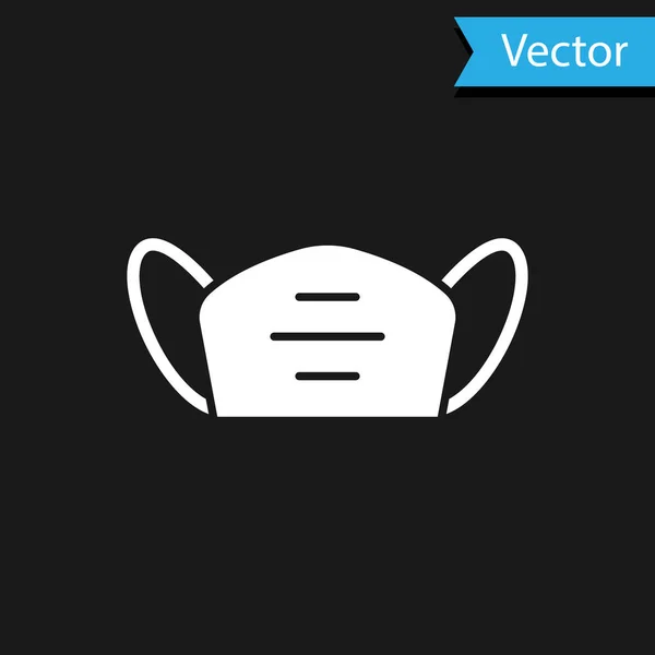 Icono Máscara Protectora Médica Blanca Aislada Sobre Fondo Negro Vector — Vector de stock