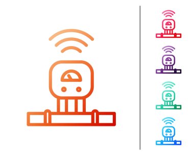 Kırmızı çizgi Akıllı sensör sistemi simgesi beyaz arkaplanda izole edildi. İnternet kavramının kablosuz bağlantısı. Renk simgelerini ayarla. Vektör.