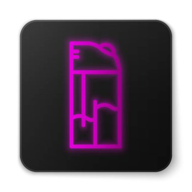 Parlayan neon hattı Aydınlık simgesi beyaz arkaplanda izole edildi. Siyah kare düğme. Vektör.