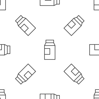 Süt ikonu için gri çizgi kağıt paketi beyaz arka planda izole edilmiş pürüzsüz desen. Süt paketi işareti. Vektör.