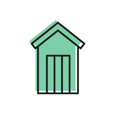 Siyah çizgi tahta dış tuvalet ikonu beyaz arka planda izole edilmiş. Vektör.