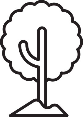 Beyaz arkaplanda siyah çizgi ağaç simgesi izole edildi. Orman sembolü. Vektör.