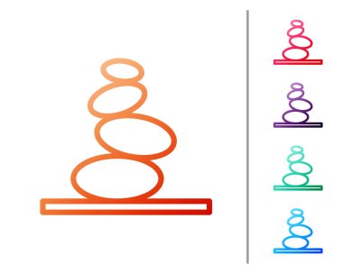 Kırmızı çizgi Yığın sıcak taşlar simgesi beyaz arkaplanda izole edildi. Spa salonu aksesuarı. Renk simgelerini ayarla. Vektör.