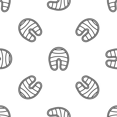 Gri çizgili balık bifteği ikonu beyaz arka planda izole edilmiş. Vektör..