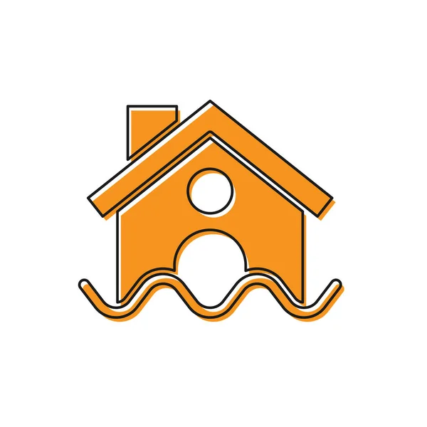 Icono Inundación Orange House Aislado Sobre Fondo Blanco Inundación Casas — Archivo Imágenes Vectoriales