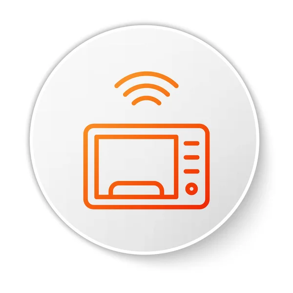 Linea Arancione Icona Del Sistema Smart Forno Microonde Isolato Sfondo — Vettoriale Stock