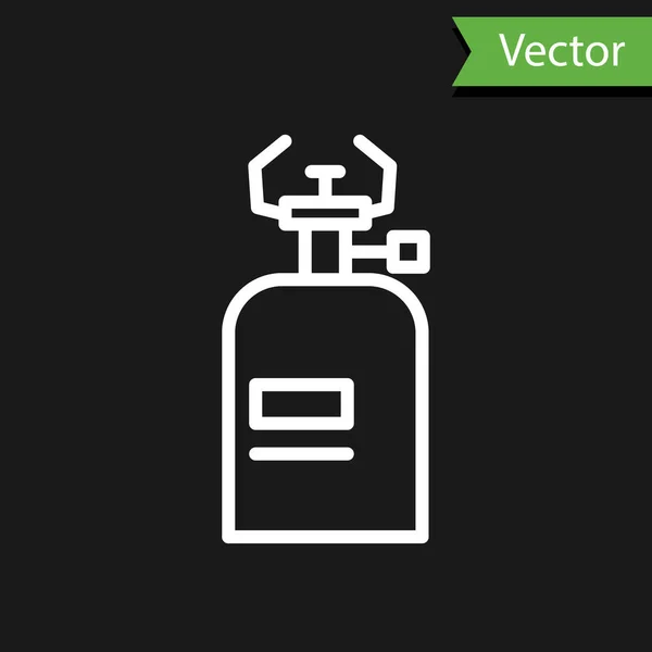 Linha Branca Ícone Fogão Gás Camping Isolado Fundo Preto Queimador — Vetor de Stock