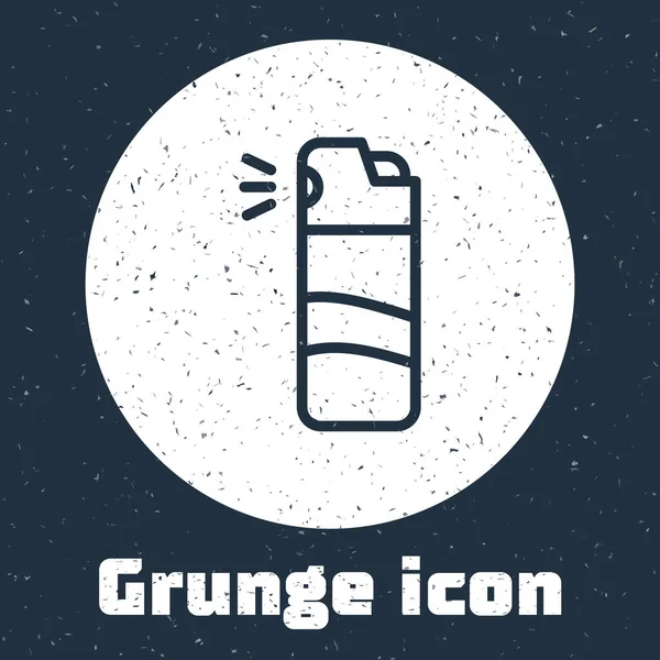 Grunge Lijn Pepper Spray Icoon Geïsoleerd Grijze Achtergrond Gas Capsicum — Stockvector