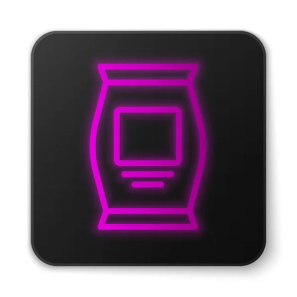 Leuchtende Neon Linie Düngemitteltasche Symbol Isoliert Auf Weißem Hintergrund Schwarzer — Stockvektor