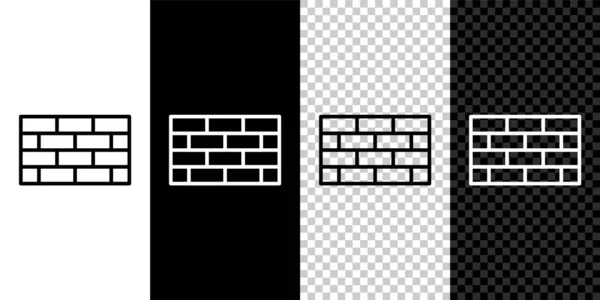 Définir Ligne Firewall Icône Mur Sécurité Isolé Sur Fond Noir — Image vectorielle