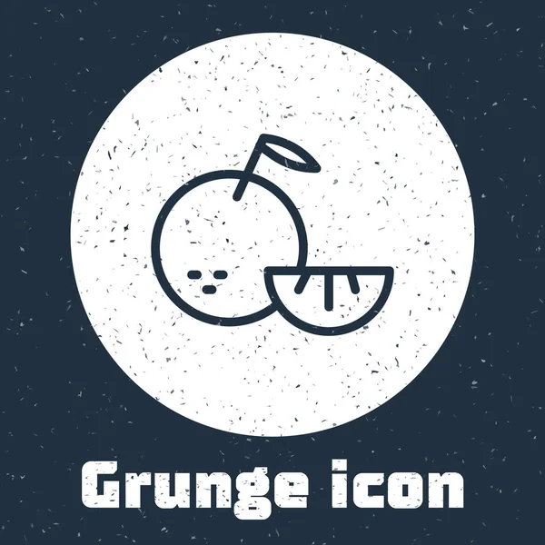 Grunge Line Citrus 아이콘은 배경에서 분리되었다 오렌지를 자른다 모노크롬 빈티지그리기 — 스톡 벡터